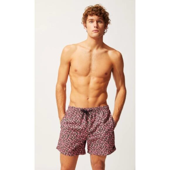 NWT Solid & Striped Pink Floral Geo Men's The Classic Shorts Mid-Length Swim M - Picture 1 of 8